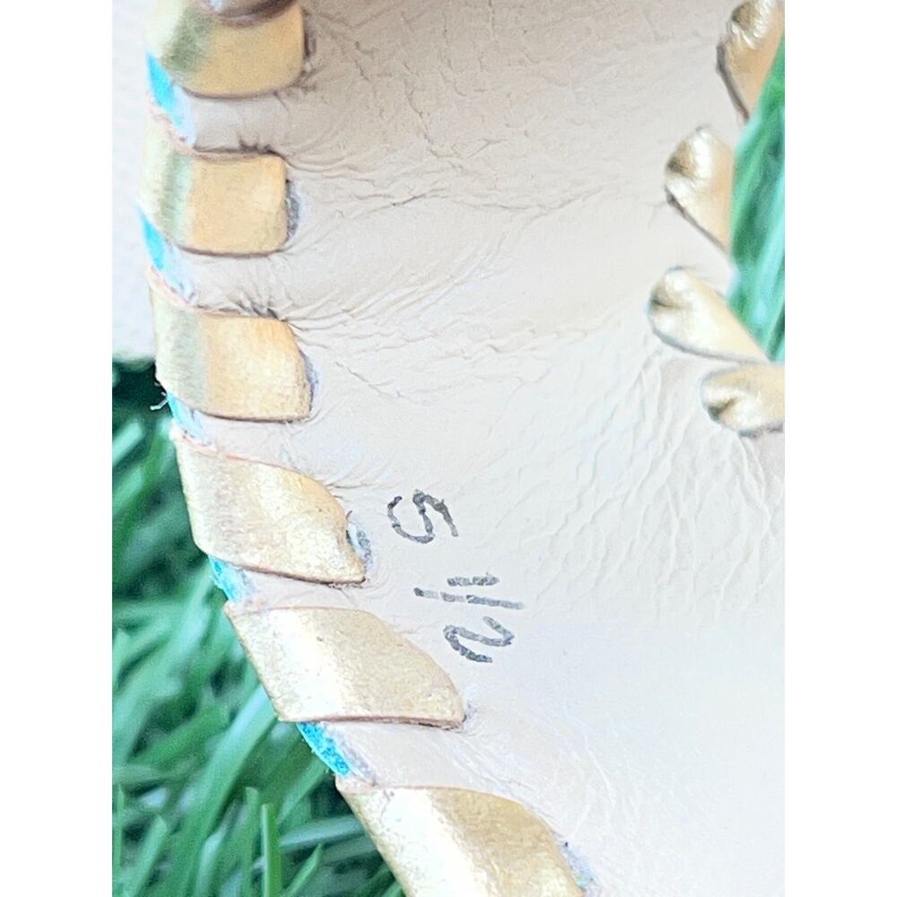 Jack Rogers Pineapple Teal Gold Thong Sandal Made Dominican Republic Women's 5.5 - Picture 7 of 9